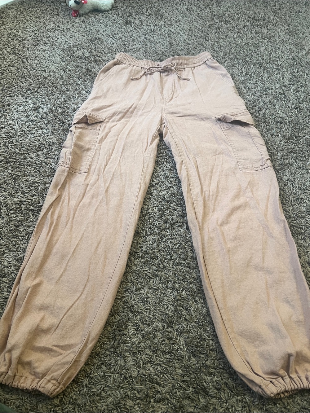 Love Tree Women's Light Tan Cargo Joggers - Drawstring Waist